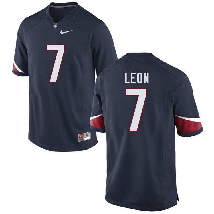 Men #7 Micah Leon Uconn Huskies College Football Jerseys Sale-Navy